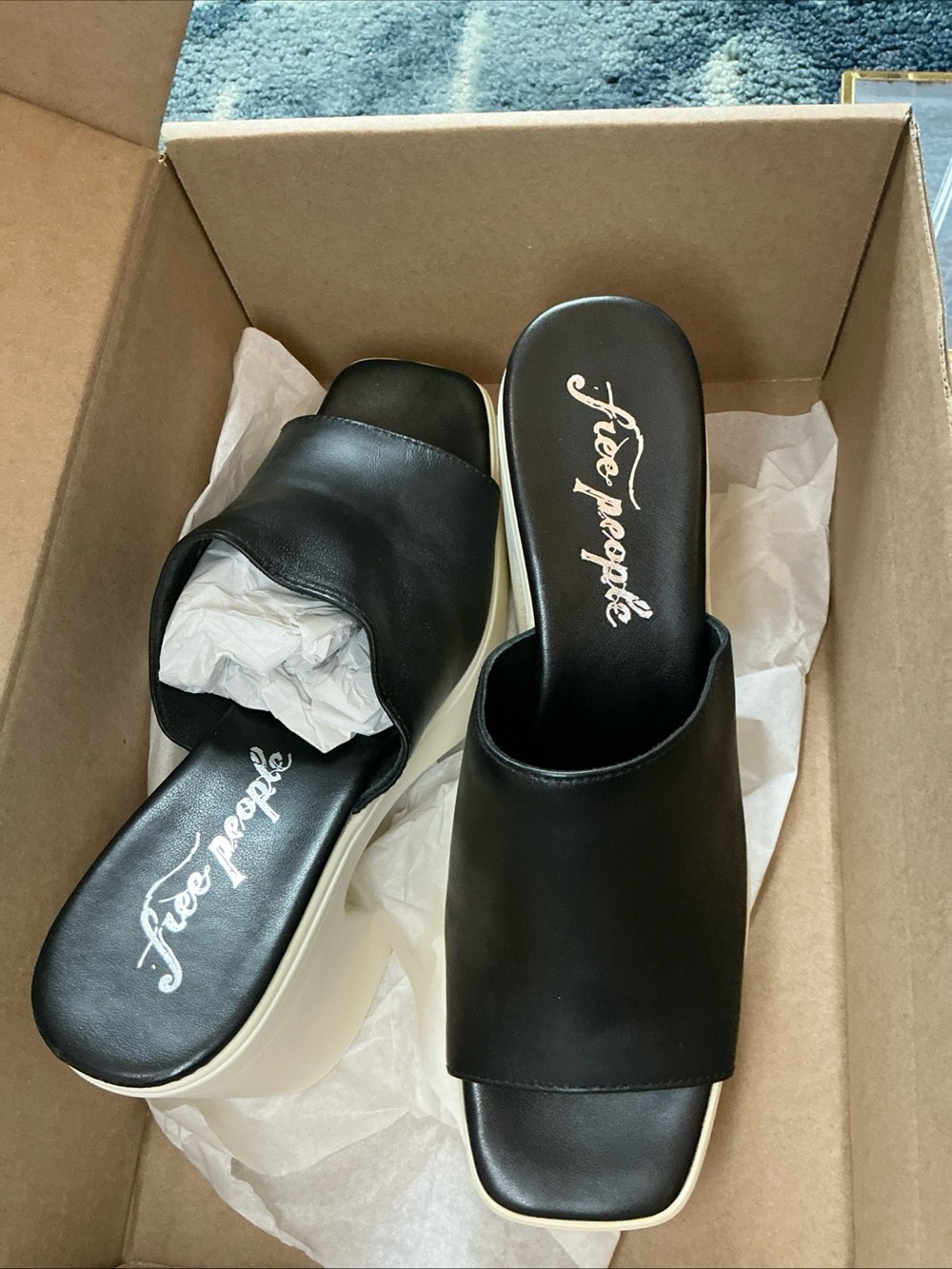Free People Black and White Chunky Platform Mules - Picture 5 of 5